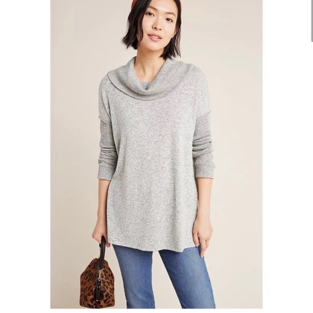 Anthropologie Amadi Mary Tunic sweater gray cowl neck women's size small